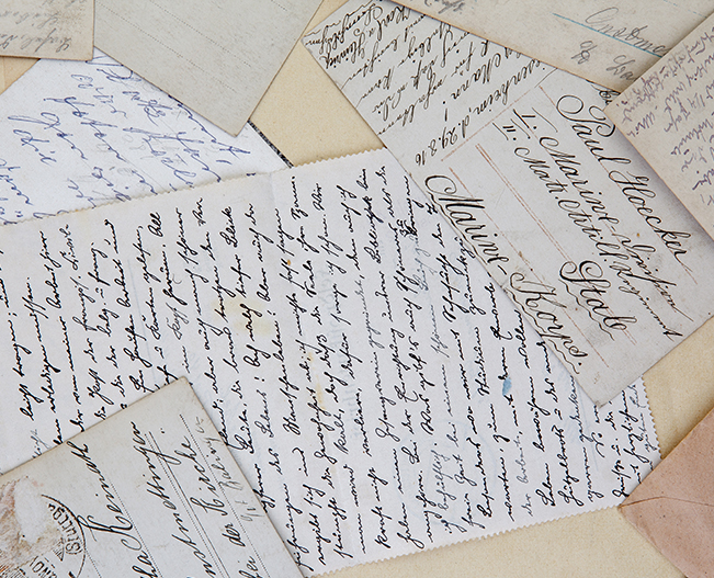 Close Up of Old Antique Handwritten Letters and Postcards